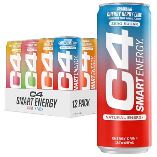 Cellucor C4 Smart Energy Drinks Variety Pack, Sugar Free Performance Fuel & Nootropic Brain Booster, Coffee Substitute or Alternative, 4 Flavor Tropical Oasis Variety 12 Pack image