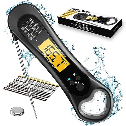 Meat Thermometer Digital, Instant Read Meat Thermometer for Grill and Cooking, with Bottle Opener, Backlight & Calibration Food Thermometer, Kitchen Gadgets for BBQ, Turkey, Candy, Liquids image