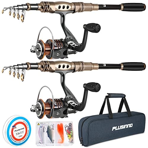 PLUSINNO Fishing Rod and Reel Combos Carbon Fiber Telescopic Fishing Pole with Reel Combo Sea Saltwater Freshwater Kit Fishing Rod Kit image