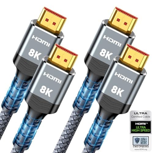 10K 8K HDMI 2.1 Cable 2-Pack 6.6FT, Highwings Certified 48Gbps Ultra High Speed Slim HDMI Cord,Support 4K@120Hz 8K@60Hz, HDCP 2.2&2.3, Dynamic HDR,eARC,DTS:X, Compatible with Roku TV/HDTV/PS5/Blu-ray image