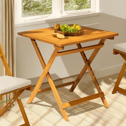 IDZO Legolas FSC Acacia Wooden Folding Table, Heavy Duty 270lbs Capacity, Elegant & Rustic Design for Garden, Backyard, Porch, Patio, Easy Assembly image