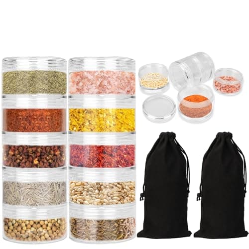 FWUNYVN 2 Sets 5 Layers Clear Portable Travel Spice Jars image