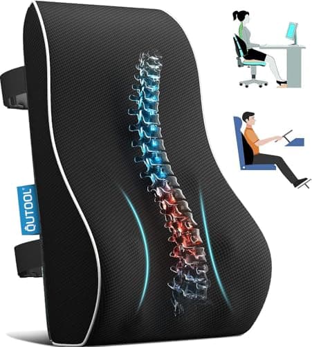 QUTOOL Lumbar Support Pillow for Office Chair Back Support Pillow for Car, Computer, Gaming Chair Memory Foam Back Cushion image