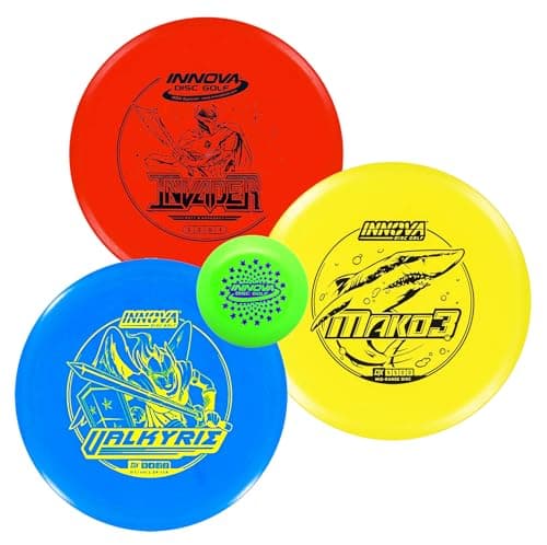 Innova Discs Golf Set 3 Pack - Disc Golf Starter Set for Beginners With Driver, Mid-Range, Putter DX Valkyrie, Invader, Mako3 and Mini image