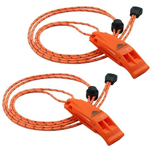 LuxoGear Emergency Whistles with Lanyard Safety Whistle Survival Shrill Loud Blast for Kayak Life Vest Jacket Boating Fishing Boat Camping Hiking Hunting Rescue Signaling Kids Lifeguard Plastic 2 Pack image