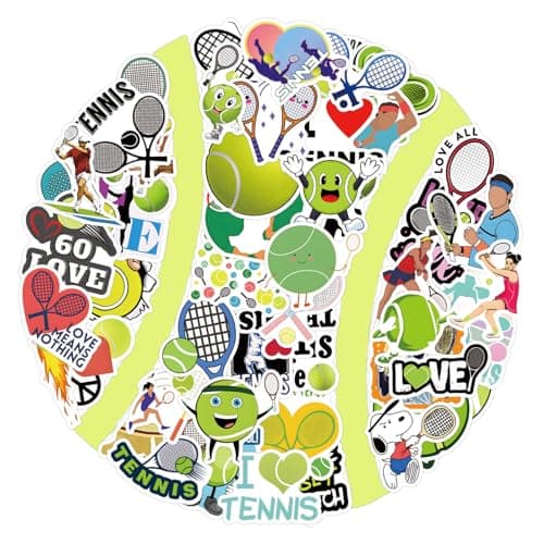 57PCS Tennis Stickers, Motivational Water Bottle Stickers, Team Gifts for Tennis Lovers, Kids, Teens and Adults Party Favors, Decorations image