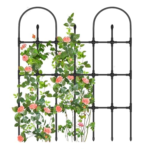 MQHUAYU Garden Trellis for Climbing Plants Outdoor, 47.2" H*38.2" W Rustproof Sturdy Garden Arch Trellis for Potted Climbing Cucumber Tomato Rose Vegetable Flower Plant Trellises (120cm) image