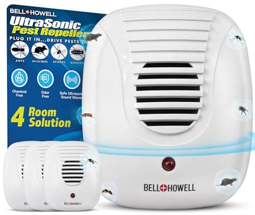Upgraded 2024 Ultrasonic Pest Repeller Indoor 4 Pk, Mice Repellent Indoor Home Kit, DIY Pest Control at Home, Plug in Spider Repellent Indoor Rodent Repellent, Bug, Insect & More, Family and Pet Safe image