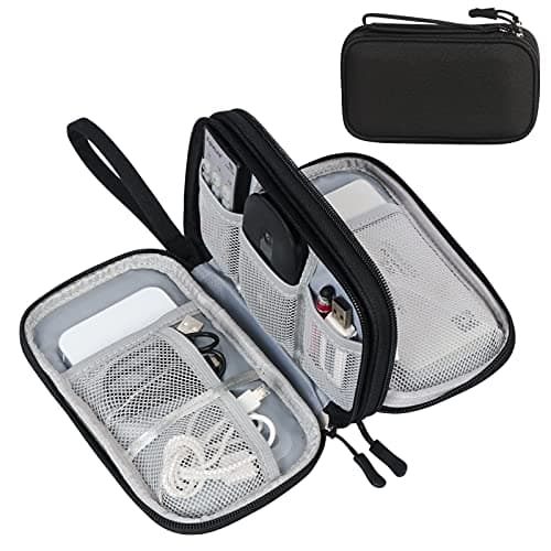 FYY Travel Cable Organizer Pouch Electronic Accessories Carry Case Portable Waterproof Double Layers All-in-One Storage Bag for Cord, Charger, Phone, Earphone Black image