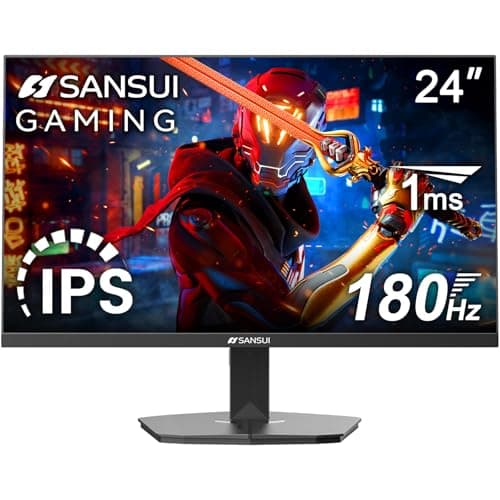 SANSUI 24 Inch Gaming Monitor 180Hz, DP 1.4 & HDMI 2.0 Ports IPS Panel High Refresh Rate Computer Monitor, Racing FPS RTS Modes, 1ms Response Time 110% sRGB (ES-G24F4, HDMI Cable Included) image