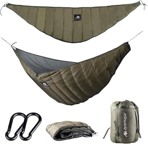AYAMAYA Single & Double Hammock Underquilt Full Length Big Size Under Quilts for Hammocks, Camping Backpacking Essential, Winter Cold Weather Warm UQ Blanket Bottom Insulation image