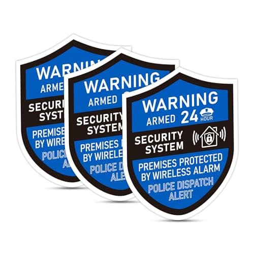 3PCS Security Alarm System Sign for Home, Self-Adhesive Weatherproof Small 24 Hours Warning Sticker, Safety Protection System for House Doors and Windows, Business Indoor & Outdoor Use 2.8x2.4 In image