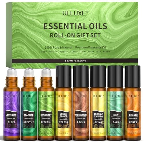 Essential Oils Roll On Set (8 Pack) 8 Flavors, Essential Oil Roller, Natural Aromatherapy Oil for Massage, Skin Care, Self Care Gifts for Women and Men image