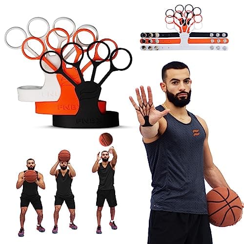 FNBX FlickGlove Basketball Shooting Aid, Training Equipment for Improving Shot and Form, Set of 3 Silicone Strap Resistances, White, Black and Orange image