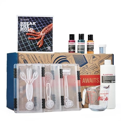 Man Crates, Lure Making Kit – Soft Plastic Fishing Lure Making Kit with Molds, Plastisol, Color, Glitter & Scent – DIY Fishing Lure Set – Great Gift for Men & Fishermen image