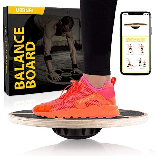 URBNFit Balance Board Trainer - Wooden Wobble Balancing Board for Core Stability, Strength Training & Flexibility image