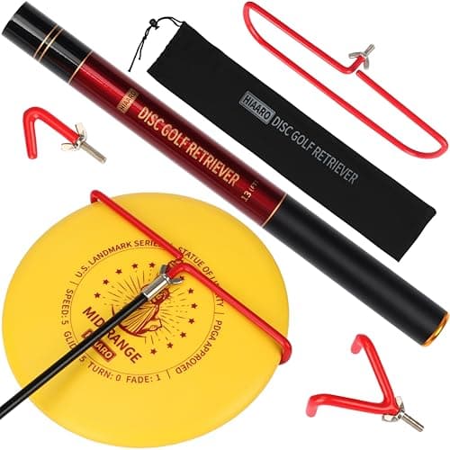 HIAARO Upgraded II Disc Golf Retriever Pole, Disc Golf Grabber Tool with 3 Hooks and Carry Bag, 13 FT, Practical Disc Golf Accessories image