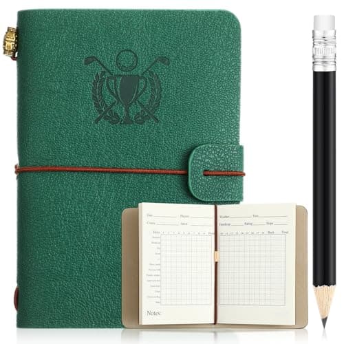 Yexiya Golf Scorecard Book with Pencil Leather Golf Journal Notebook Log Book Pocket ScoreBook Gifts for Men Golfers, Sports and Outdoor Club Accessories(Green) image