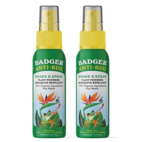 Badger Bug Spray Travel Size, Family Friendly All Natural Mosquito Repellent w/Organic Essential Oils, Smells Great, 3 Hours Effective, Deet-Free, Vegan, Travel Insect Repellent, 2.7 fl oz, 2-Pack image