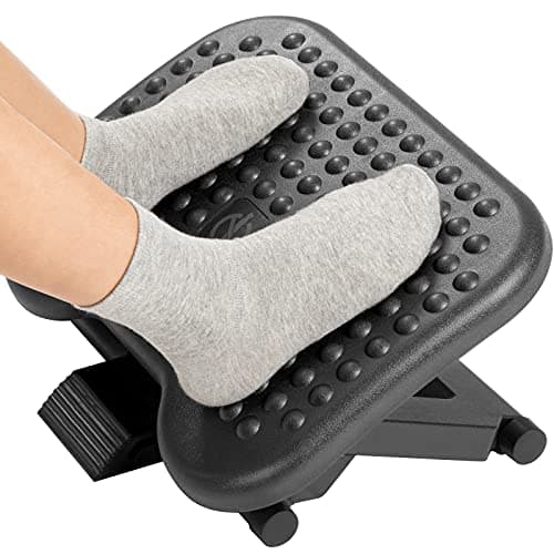 HUANUO Adjustable Under Desk Footrest, Foot Rest for Under Desk at Work with Massage, Foot Stool Under Desk with 3 Height Position & 30 Degree Tilt Angle Adjustment for Home, Office image