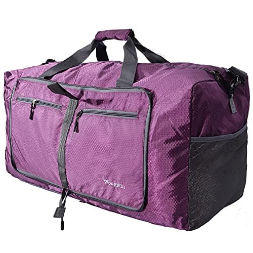 Woogwin Travel Duffel Bag Large Foldable Waterproof Overnight Bag for Beach Swim Bags Pool Sports Gym (60L Purple) image