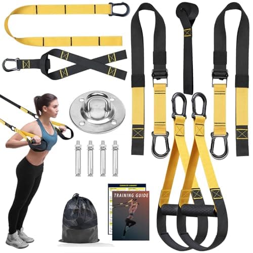 noxozoqm Home Resistance Training Kit, Resistance Trainer Exercise Straps with Handles, Door Anchor, Training Guide, Wall Mount Bracket, Bodyweight Resistance Straps for Full-Body Workout for Home Gym. image