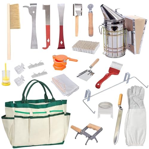 BeeCastle Beekeeping Supplies 22PCS Beekeeping Tools Kit with Organizer Tote, Bee Keeping Supplies-All Tools Kit Bee Keeping Starter Kit for Beginners and Professional Beekeepers image