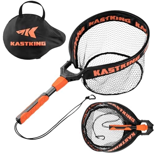KastKing Titanet 26" Fishing Net, PVC Coated Nylon Fish-Friendly Mesh, Durable Aluminum Handle, Non-Slip Hi-vis Orange Grip, Compact Storage Bag & Lanyard, Great for Kayak & Wading Fishing image