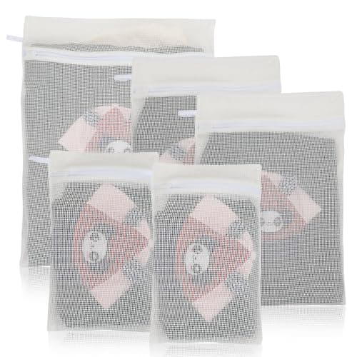 5-Piece Organic Cotton Laundry Bags with Zipper and Hanging Loop, 3 Sizes (S, M, L) Mesh Laundry Bag, Durable Cotton Mesh Laundry Bag for Delicate Underwear and Socks. image