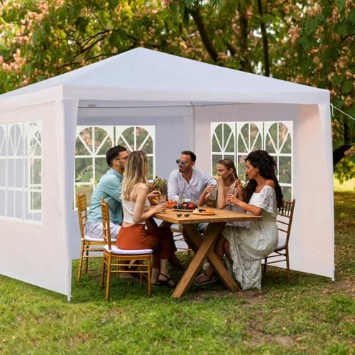 Outvita Outdoor Party Tent, Patio Canopy Tent Gazebo with Removable Sidewalls Instant Event Tent for Cater Events Wedding Birthday Pavilion Beach BBQ (10'x10') image