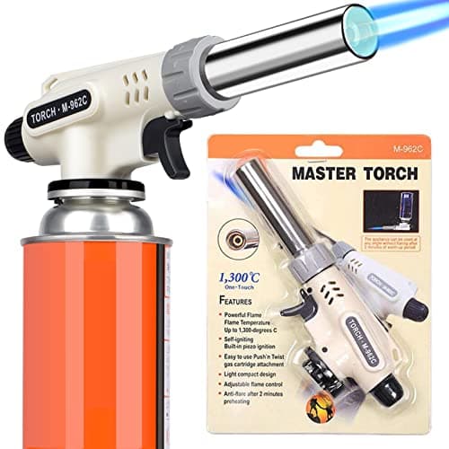Striludo Culinary Professional Kitchen Butane Torch, Upgrade Creme Brulee Blow Torch for Cooking, Adjustable Flame with Reverse Use（Butane Gas Not Included） image