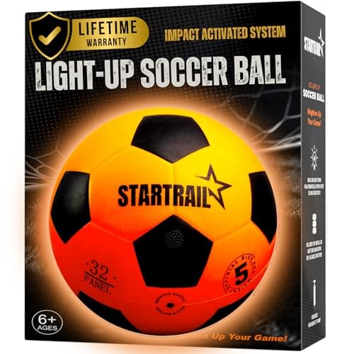 Light Up Soccer Ball, Glow in the Dark Ball NO 5, Soccer Gifts for Boys 8-12, 12-14 Year Old, Kids & Teens Gift Ideas, Sports Toys for Boy & Girl Ages 8 9 10 11 12 13 14 15, Glowing Outdoor Activity image