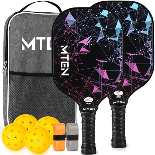 Pickleball Paddles Set of 2, USAPA Approved Fiberglass Surface Pickleball Set with 2 Pickleball Rackets,4 Pickleball Balls,1 Portable Carry Bag, Pickle Racket Set ​for Men Women image