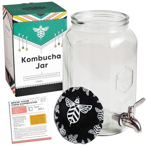 Craft A Brew - Kombucha Jar with Dispensing Valve - For Kombucha Fermentation - Includes Custom Cloth Cover- Proprietary Design image