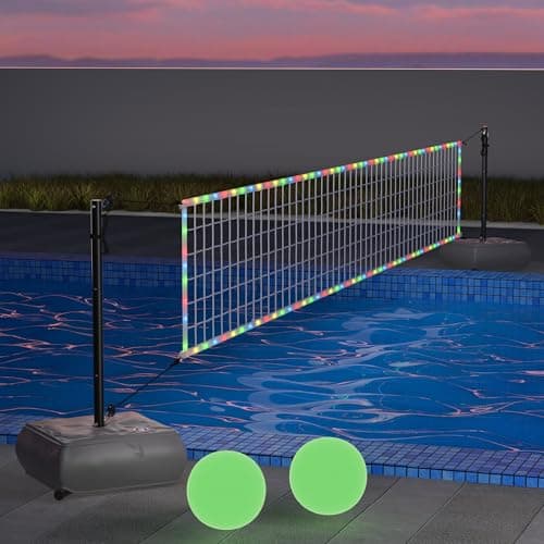 Cofiyard Pool Volleyball Net with Lights, Portable Volleyball Set for Outdoor Pools image