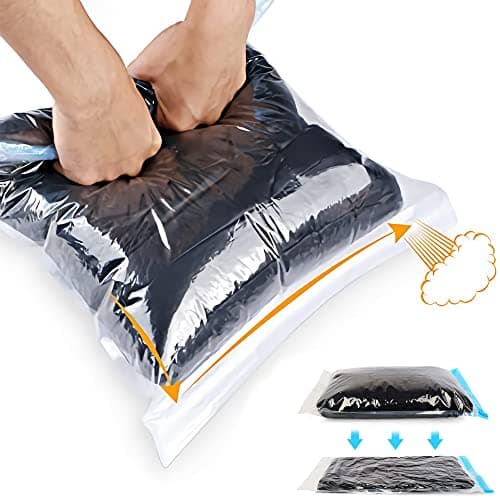 Compression Bags - Travel Accessories - 10 Pack Space Saver Bags - No Vacuum or Pump Needed - Vacuum Storage Bags for Travel Essentials - Home Packing-Organizers (Blue) image