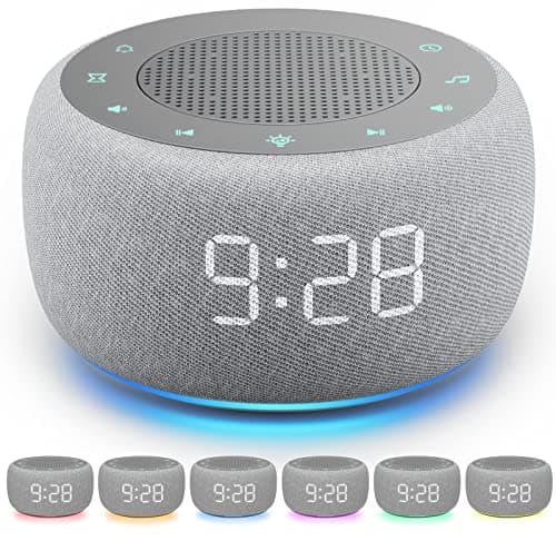 Buffbee Sound Machine & Alarm Clock 2-in-1, 18 Soothing Sound, 7 Night Light, Sleep Timer, Precise 30-Level Volume Control White Noise Machine image