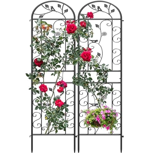 YITAHOME 2 Pack 87x20in Garden Trellises, Black Metal Coated Rustproof Trellis for Climbing Plants Outdoor, Roses, Vegetables, Vines, Cucumbers image