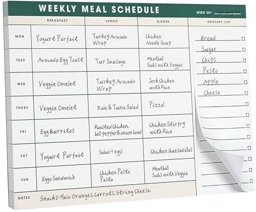 Weekly Magnetic Meal Planner & Tear Off Grocery List - 7 x 10 Inch Menu Planner Notepad for Fridge - Grocery Shopping List Notepad image