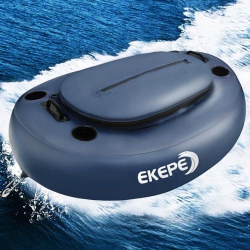 EKEPE Inflatable Kayak Floating Cooler, 40 QT - River Cooler Float with Tow Rope for Kayaking & Boating, Heavy Duty PVC Dry Storage Vessel Built in Four Cup Holder for Outdoor Enthusiasts image