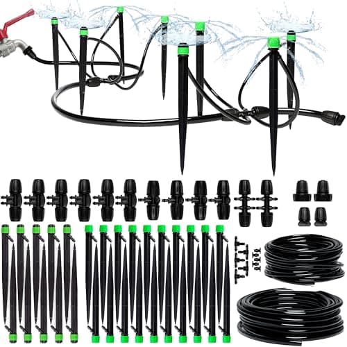 CARPATHEN Drip Irrigation System - Adjustable Premium Irrigation System for Garden, Raised Beds - Complete Drip Irrigation Kit with Drip Emitters, 5/16" and 1/4" Irrigation Tubing and Barbed Fittings image