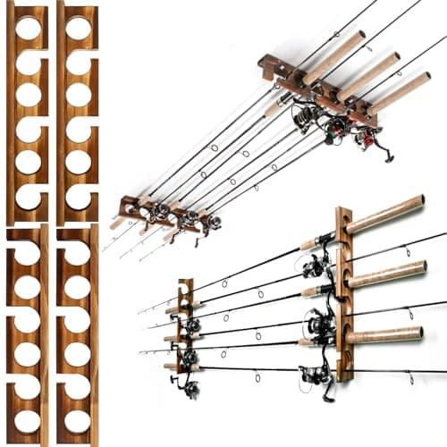 Ghosthorn Holds Up to 12 Rods Fishing Pole Rod Racks Wall or Ceiling Mounted Fishing Pole Rod Holders for Garage Storage Organizer Fishing Gear Equipment Gifts for Men Women image