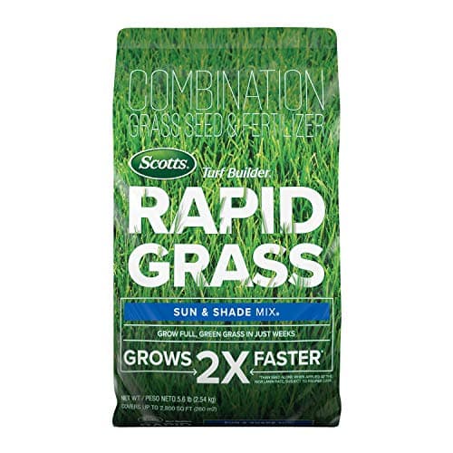 Scotts Turf Builder Rapid Grass Sun & Shade Mix, Combination Seed and Fertilizer, Grows Green Grass in Just Weeks, 5.6 lbs. image