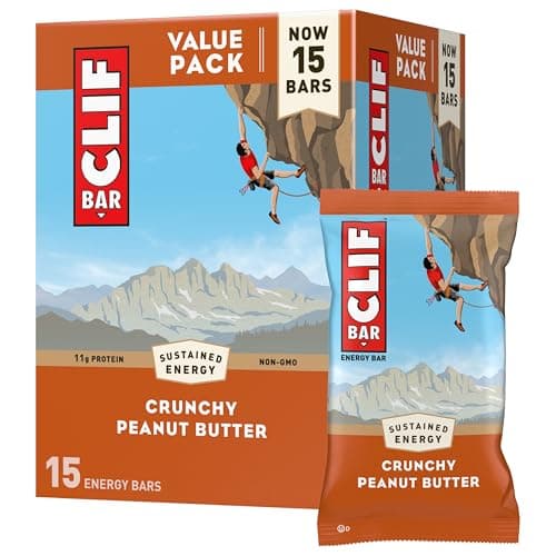 CLIF BAR - Crunchy Peanut Butter - Made with Organic Oats - Energy Bars - Non-GMO - Plant Based Protein Bars (15 Pack) image