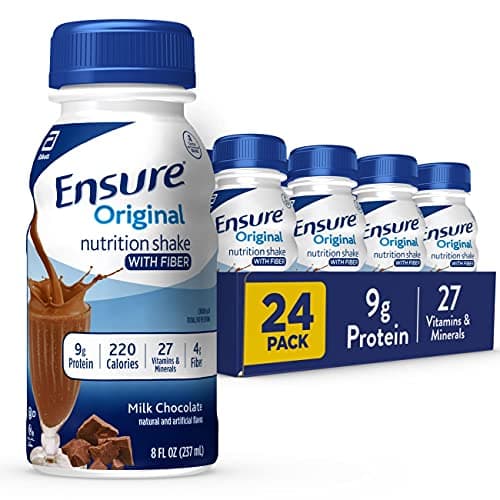 Ensure Original Milk Chocolate Nutrition Shake with Fiber| Meal Replacement Shake | Ready To Drink | 9g Protein, 27 Vitamins and Minerals | 8 fl oz - 24 Pack image