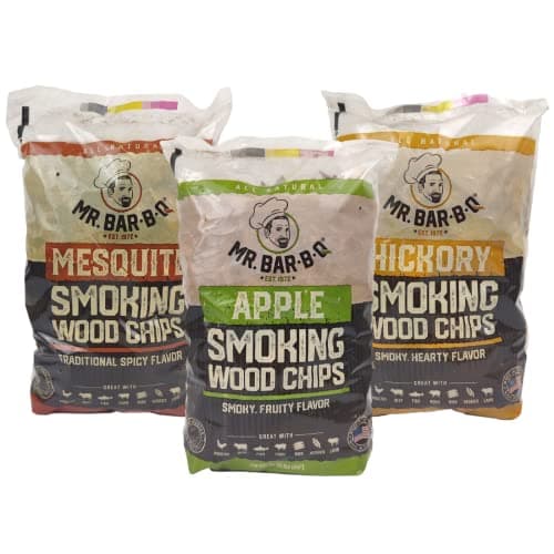 Wood Smoker Chips Bundle of 3 Flavors - Apple, Mesquite & Hickory Wood Chip for Smokers, Can be Use on Gas, Charcoal Grill, Smoke Wood Chips for Grilling, BBQ & Camping by Mr. Bar-B-Q(3 x 1.6 Lb Bags) image