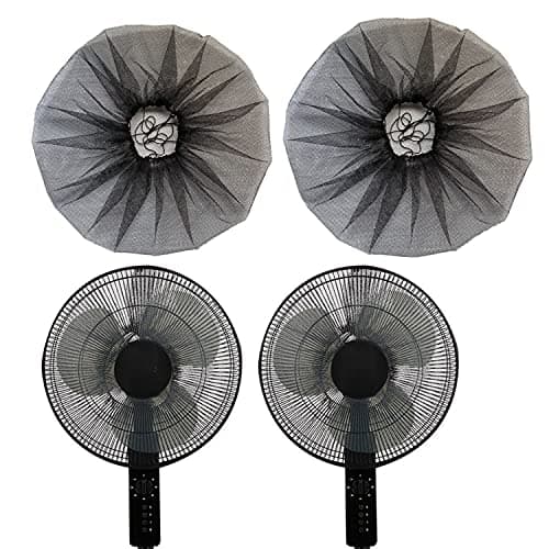 Mesh Safety Cover for 14 Inches Oscillating Pedestal or Wall Fan - Kid Safe Finger Protector, Reusable Dustproof Guard, 14" Round Standing Fan Cover (Not Included), 2 Pack image