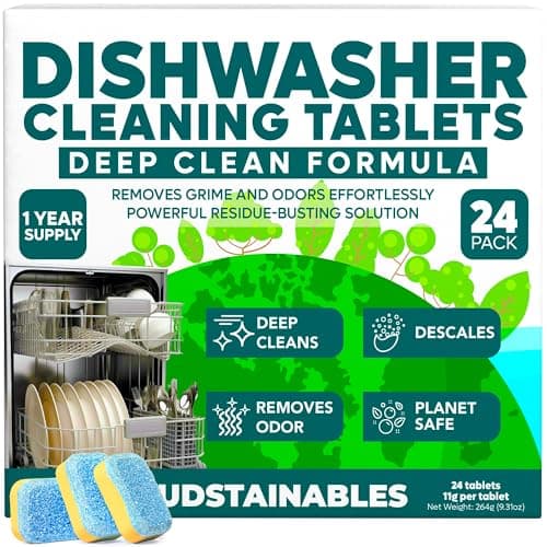 Sudstainables Dishwasher Cleaner and Deodorizer Tablets, 24 Pack image