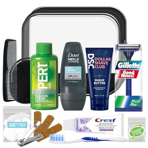 Convenience Kits International Men’s Super Deluxe, 16-Piece Kit with Travel Size TSA Compliant Essentials in Reusable Zippered Toiletry Bag image