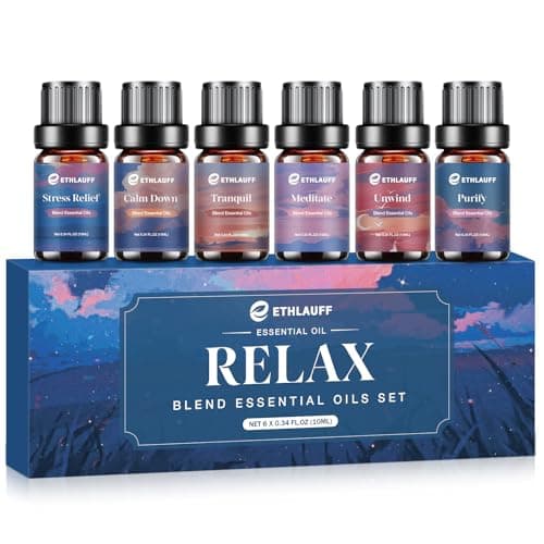 Relax Essential Oils, Essential Oil Set for Diffusers for Home, Humidifiers, Candle Making, Aromatherapy - Stress Relief, Calm Down, Tranquil, Meditate, Unwind, Purify, 6x10ml image